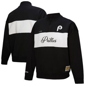 Mitchell & Ness Black Philadelphia Phillies Cooperstown Half Zip Sweatshirt